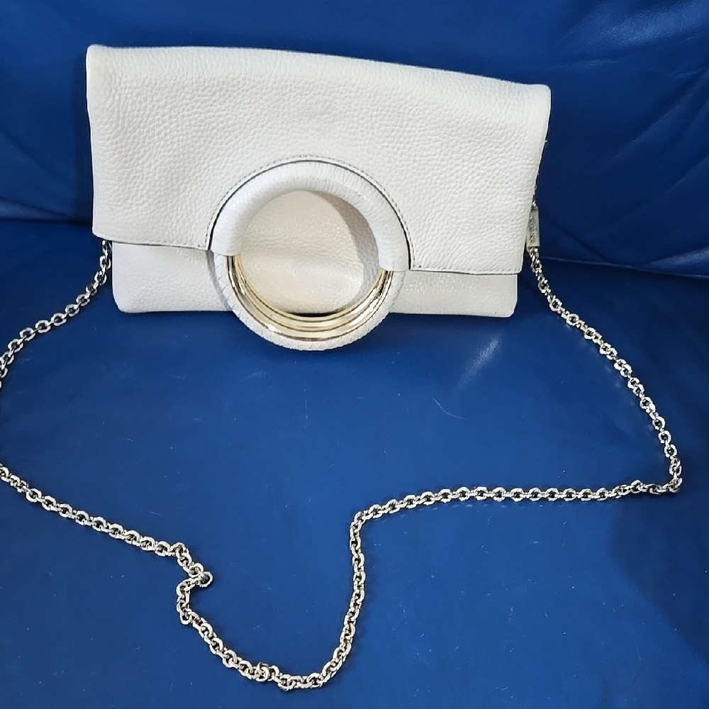 Michael Kors Elegant White Clutch with Gold Accents